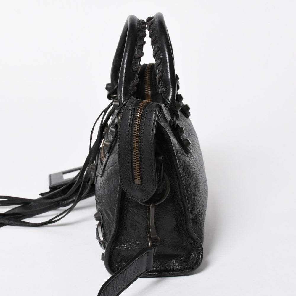 BALENCIAGA バレンシアガ ル シティ Le City バッグ ミニ 300295 ハンドバッグ 2WAY ショルダーバッグ ブラック ブロンズ金具 美品 中古 4a007151