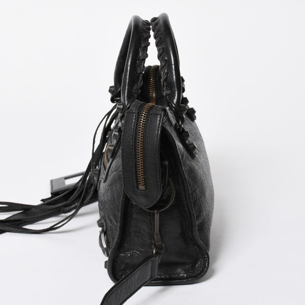 BALENCIAGA バレンシアガ ル シティ Le City バッグ ミニ 300295 ハンドバッグ 2WAY ショルダーバッグ ブラック ブロンズ金具 美品 中古 4a007151