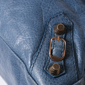 BALENCIAGA バレンシアガ 2WAY ハンドバッグ ショルダーバッグ 240578 ターコイズブルー ブルー ブロンズ金具 美品 中古 4a007058