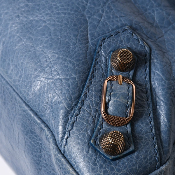 BALENCIAGA バレンシアガ 2WAY ハンドバッグ ショルダーバッグ 240578 ターコイズブルー ブルー ブロンズ金具 美品 中古 4a007058