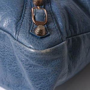 BALENCIAGA バレンシアガ 2WAY ハンドバッグ ショルダーバッグ 240578 ターコイズブルー ブルー ブロンズ金具 美品 中古 4a007058