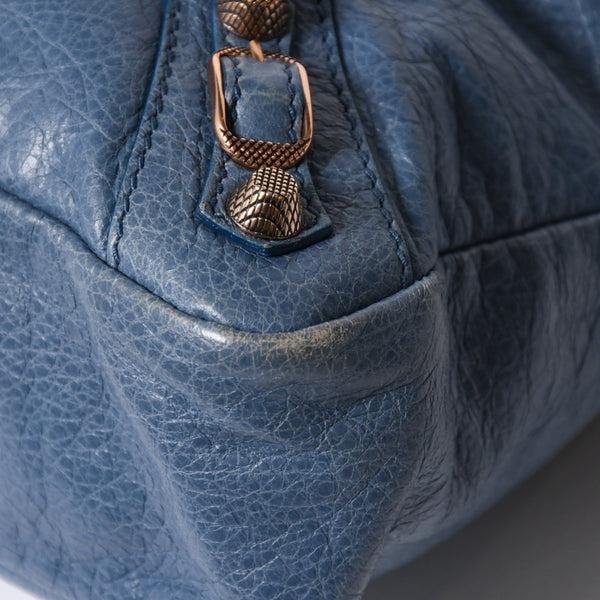 BALENCIAGA バレンシアガ 2WAY ハンドバッグ ショルダーバッグ 240578 ターコイズブルー ブルー ブロンズ金具 美品 中古 4a007058