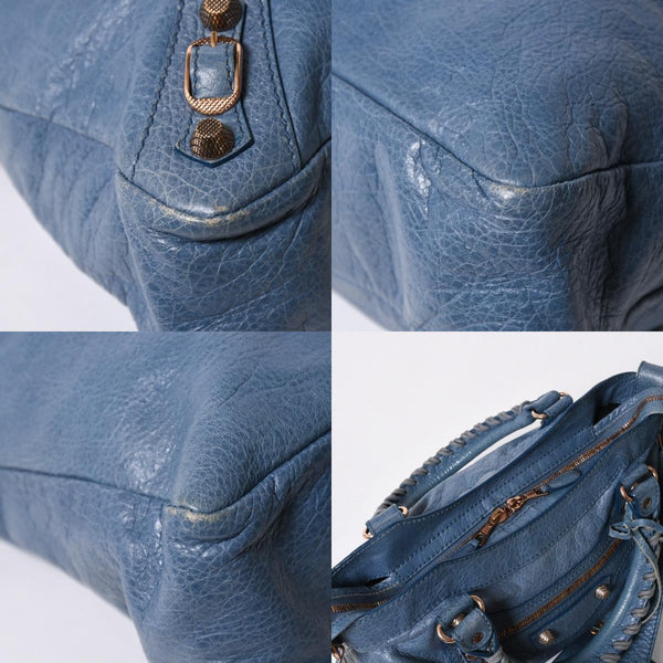 BALENCIAGA バレンシアガ 2WAY ハンドバッグ ショルダーバッグ 240578 ターコイズブルー ブルー ブロンズ金具 美品 中古 4a007058