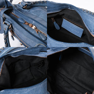 BALENCIAGA バレンシアガ 2WAY ハンドバッグ ショルダーバッグ 240578 ターコイズブルー ブルー ブロンズ金具 美品 中古 4a007058