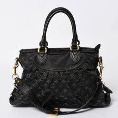 LOUIS VUITTON ルイヴィトン ハンドバッグ モノグラムデニム ネオカヴィGM M95351 ブラック レザー 2way仕様 ゴールド金具 美品 中古 4a007155