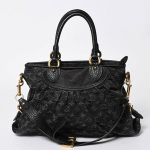 LOUIS VUITTON ルイヴィトン ハンドバッグ モノグラムデニム ネオカヴィGM M95351 ブラック レザー 2way仕様 ゴールド金具 美品 中古 4a007155