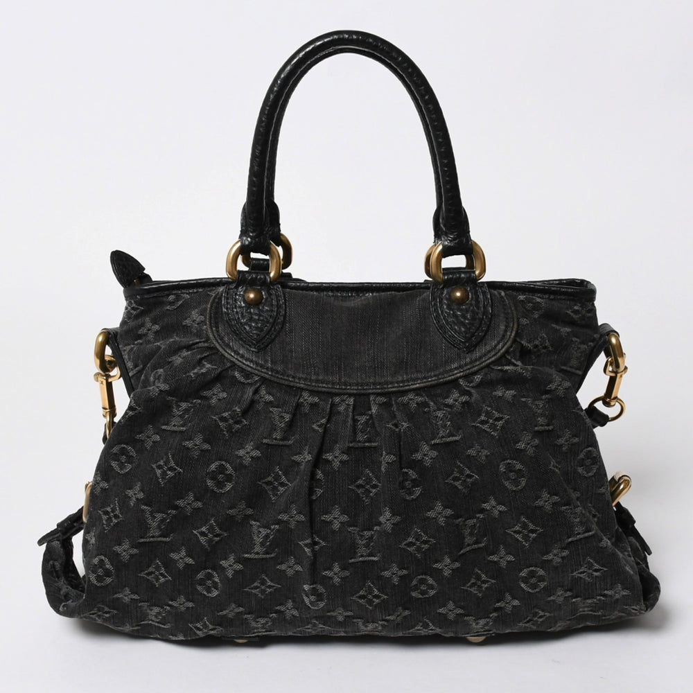 LOUIS VUITTON ルイヴィトン ハンドバッグ モノグラムデニム ネオカヴィGM M95351 ブラック レザー 2way仕様 ゴールド金具 美品 中古 4a007155