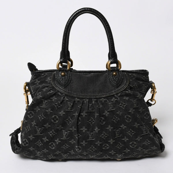 LOUIS VUITTON ルイヴィトン ハンドバッグ モノグラムデニム ネオカヴィGM M95351 ブラック レザー 2way仕様 ゴールド金具 美品 中古 4a007155