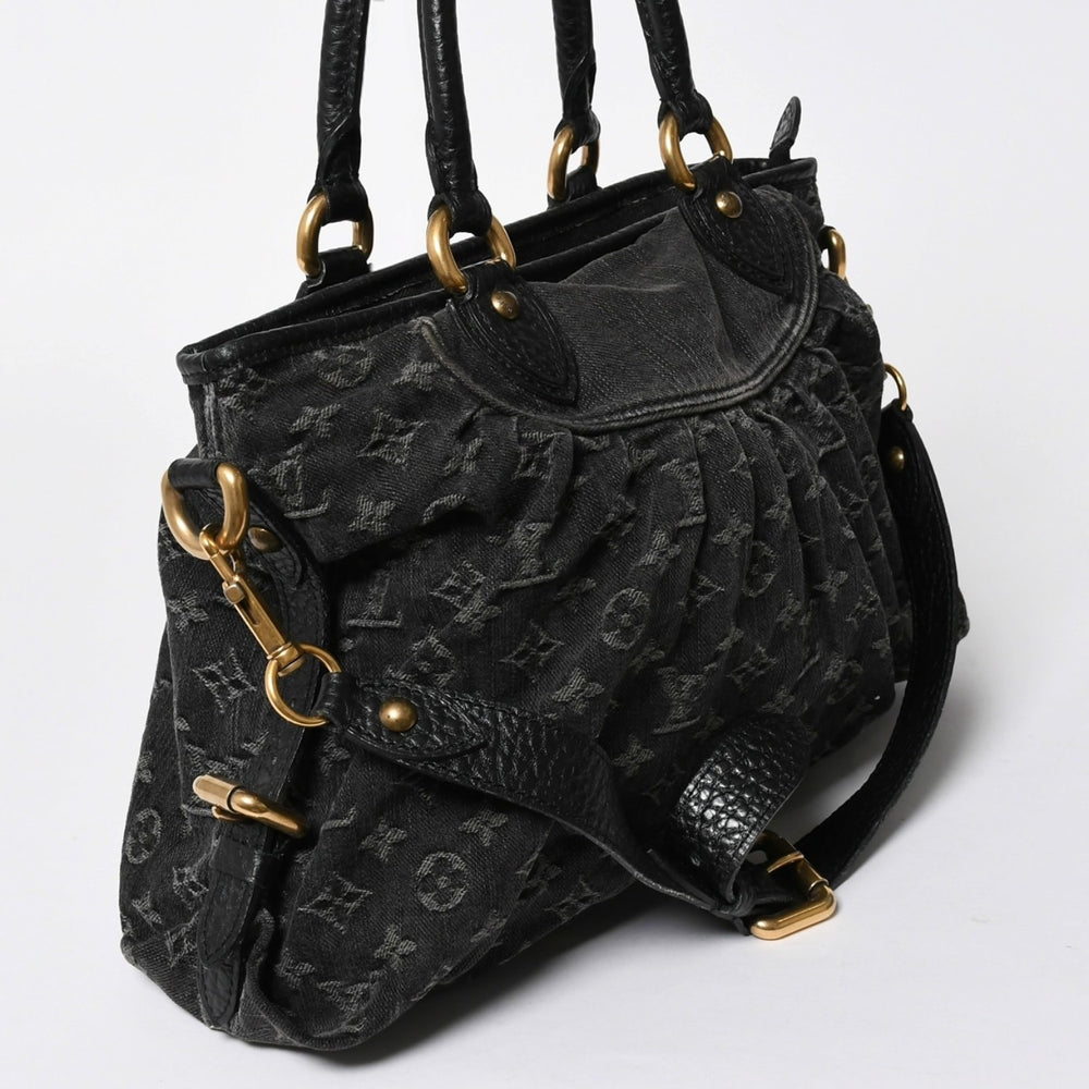LOUIS VUITTON ルイヴィトン ハンドバッグ モノグラムデニム ネオカヴィGM M95351 ブラック レザー 2way仕様 ゴールド金具 美品 中古 4a007155