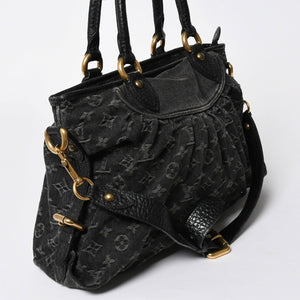 LOUIS VUITTON ルイヴィトン ハンドバッグ モノグラムデニム ネオカヴィGM M95351 ブラック レザー 2way仕様 ゴールド金具 美品 中古 4a007155