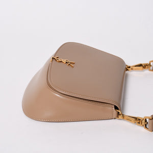 新品同様 SAINT LAURENT PARIS サンローラン パリ ヴォルテール ミニ ワンショルダーバッグ 800846 ベージュ レザー ゴールド金具 中古 4a006940