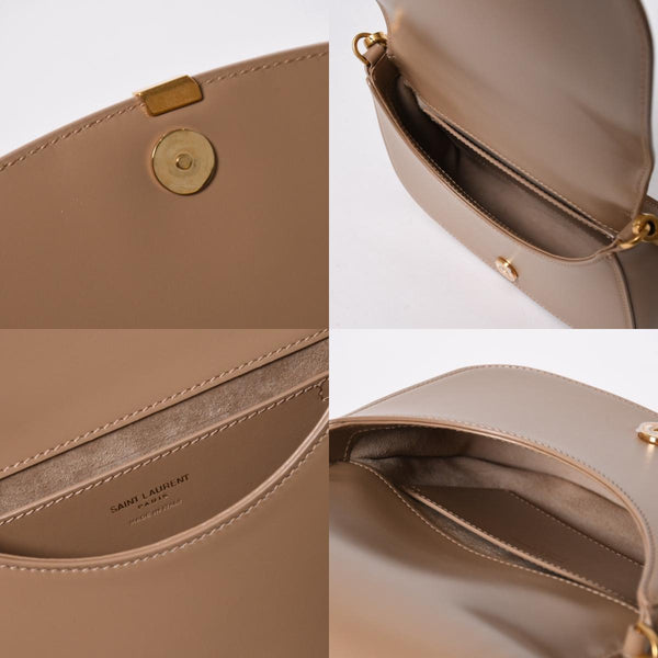 新品同様 SAINT LAURENT PARIS サンローラン パリ ヴォルテール ミニ ワンショルダーバッグ 800846 ベージュ レザー ゴールド金具 中古 4a006940