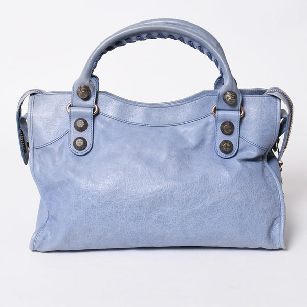 BALENCIAGA バレンシアガ ジャイアント シティ ハンドバッグ 173084 ライトブルー ローズゴールド 2WAY ワンショルダー ラムスキン ローズゴールド金具 美品 中古 4a007164