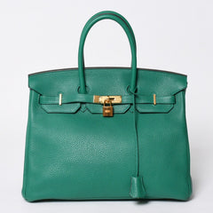 極美品 HERMES エルメス バーキン35 ハンドバッグ C刻印 トリヨンクレマンス ヴェールヴェルティゴ GD金具 内縫い 2018年製 中古 4a007159