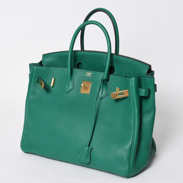 極美品 HERMES エルメス バーキン35 ハンドバッグ C刻印 トリヨンクレマンス ヴェールヴェルティゴ GD金具 内縫い 2018年製 中古 4a007159