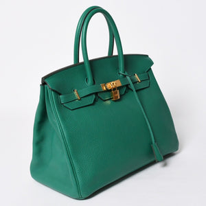 極美品 HERMES エルメス バーキン35 ハンドバッグ C刻印 トリヨンクレマンス ヴェールヴェルティゴ GD金具 内縫い 2018年製 中古 4a007159