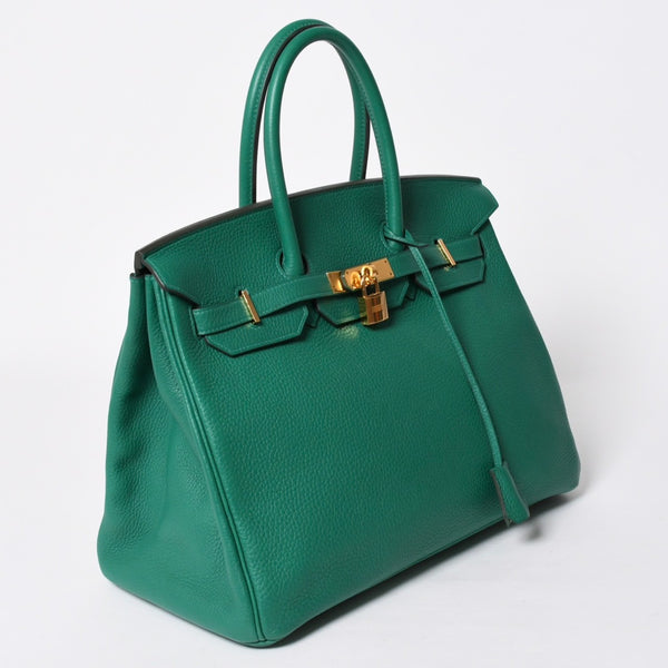 極美品 HERMES エルメス バーキン35 ハンドバッグ C刻印 トリヨンクレマンス ヴェールヴェルティゴ GD金具 内縫い 2018年製 中古 4a007159