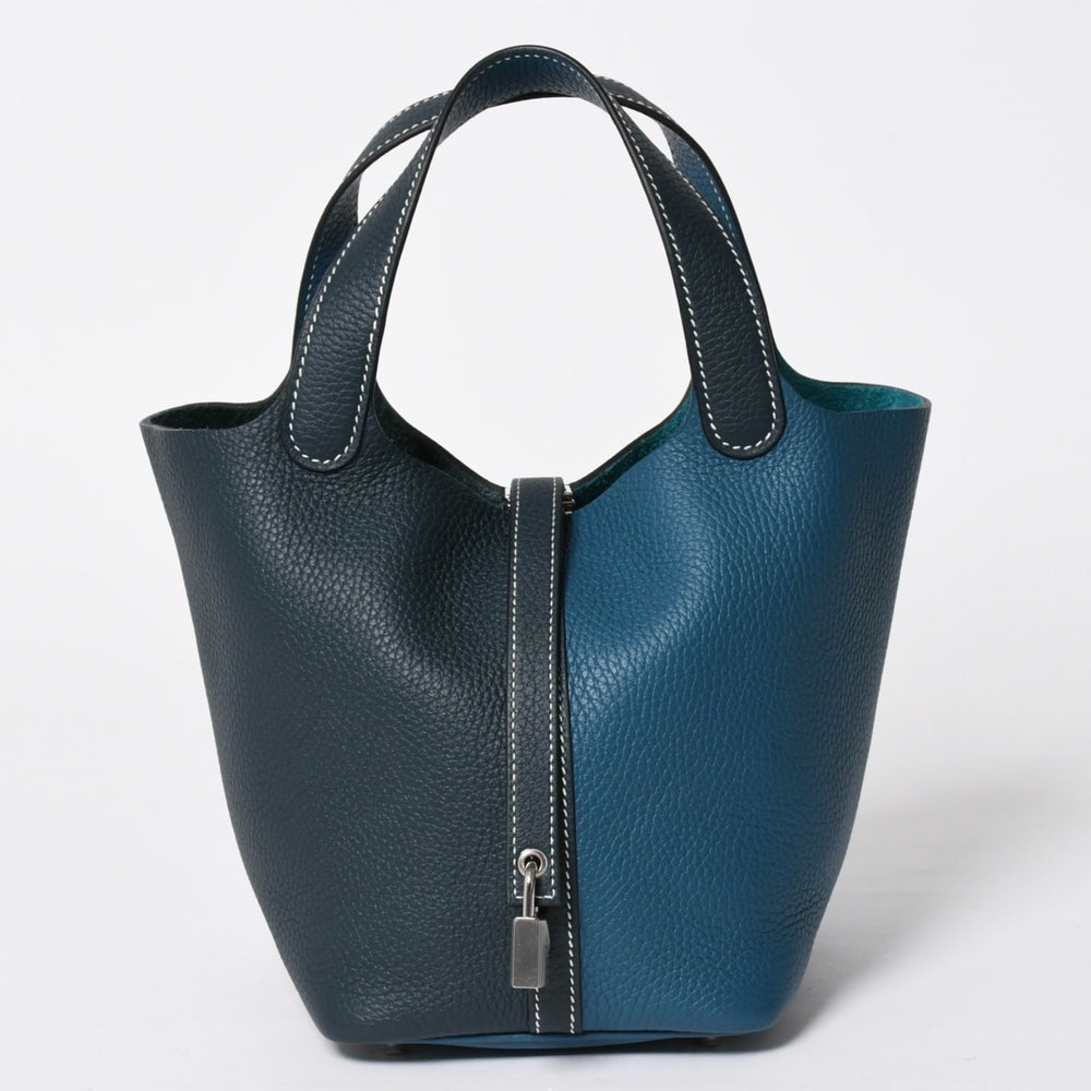 新品同様 HERMES エルメス ピコタンロック18 ハンドバッグ Y刻印 トリヨンクレマンス ヴェールシプレ ヴェールボスフォール SV金具 中古 4a006954