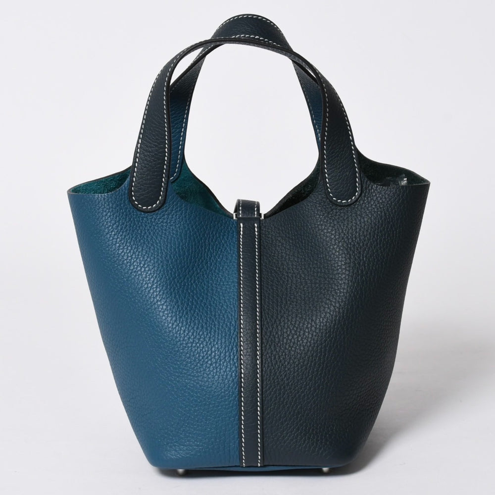 新品同様 HERMES エルメス ピコタンロック18 ハンドバッグ Y刻印 トリヨンクレマンス ヴェールシプレ ヴェールボスフォール SV金具 中古 4a006954