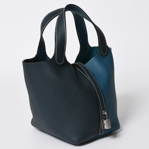 新品同様 HERMES エルメス ピコタンロック18 ハンドバッグ Y刻印 トリヨンクレマンス ヴェールシプレ ヴェールボスフォール SV金具 中古 4a006954