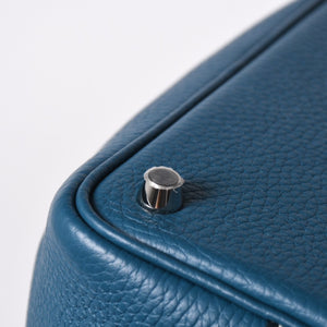 新品同様 HERMES エルメス ピコタンロック18 ハンドバッグ Y刻印 トリヨンクレマンス ヴェールシプレ ヴェールボスフォール SV金具 中古 4a006954