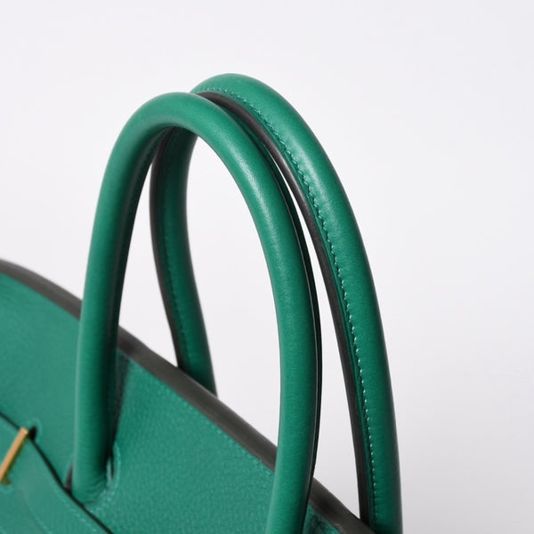 極美品 HERMES エルメス バーキン35 ハンドバッグ C刻印 トリヨンクレマンス ヴェールヴェルティゴ GD金具 内縫い 2018年製 中古 4a007159