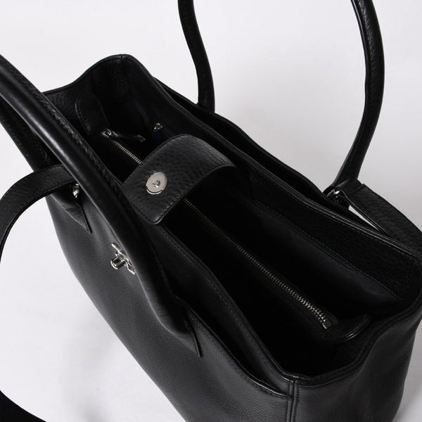新品同様 CHANEL シャネル エグゼクティブ ミディアム トートバッグ A15206 21番台 ココマーク キャビアスキン ブラック 中古 4a007162
