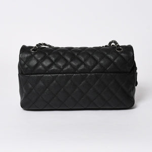新品同様 CHANEL シャネル デカマトラッセ30 Wチェーンショルダーバッグ 18番台 ココマーク キャビアスキン ブラック シルバー金具 中古 4a007160