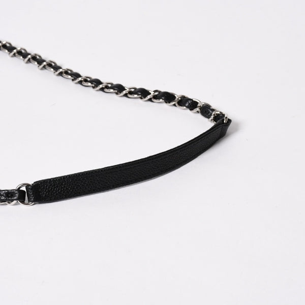 新品同様 CHANEL シャネル デカマトラッセ30 Wチェーンショルダーバッグ 18番台 ココマーク キャビアスキン ブラック シルバー金具 中古 4a007160