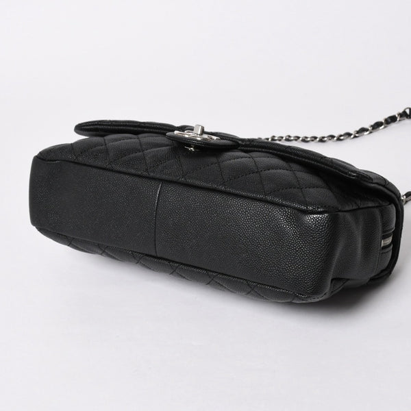 新品同様 CHANEL シャネル デカマトラッセ30 Wチェーンショルダーバッグ 18番台 ココマーク キャビアスキン ブラック シルバー金具 中古 4a007160