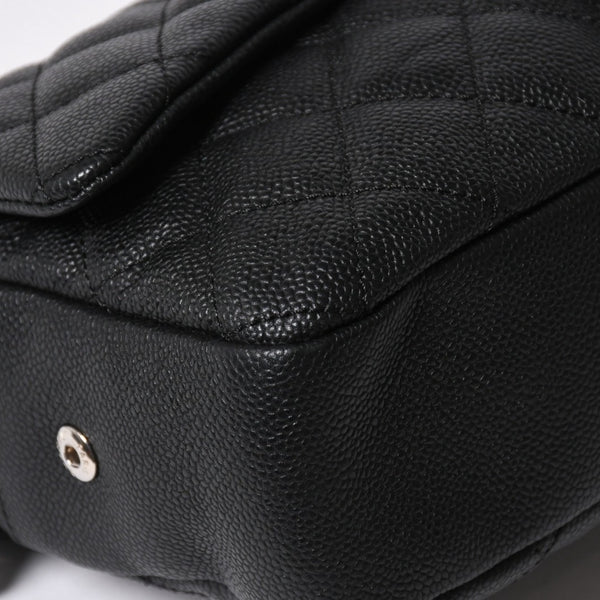 新品同様 CHANEL シャネル デカマトラッセ30 Wチェーンショルダーバッグ 18番台 ココマーク キャビアスキン ブラック シルバー金具 中古 4a007160