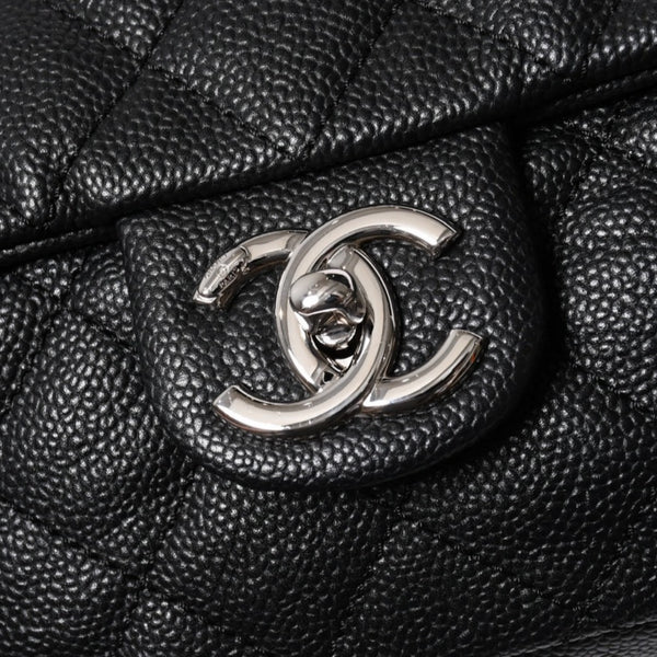 新品同様 CHANEL シャネル デカマトラッセ30 Wチェーンショルダーバッグ 18番台 ココマーク キャビアスキン ブラック シルバー金具 中古 4a007160