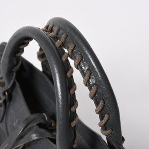 極美品 BALENCIAGA バレンシアガ クラシック ミニ シティ 2WAYバッグ 300295 レザー グレー アンティークゴールド金具 中古 4a007163