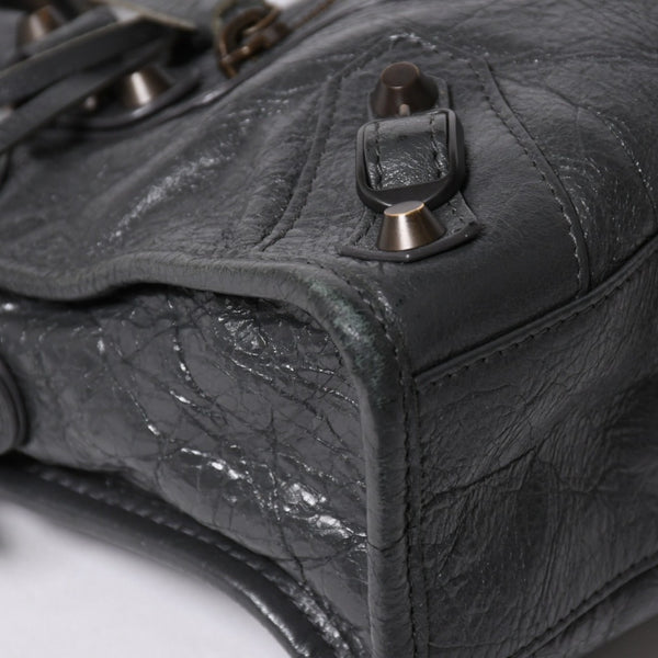 極美品 BALENCIAGA バレンシアガ クラシック ミニ シティ 2WAYバッグ 300295 レザー グレー アンティークゴールド金具 中古 4a007163