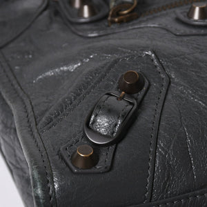 極美品 BALENCIAGA バレンシアガ クラシック ミニ シティ 2WAYバッグ 300295 レザー グレー アンティークゴールド金具 中古 4a007163