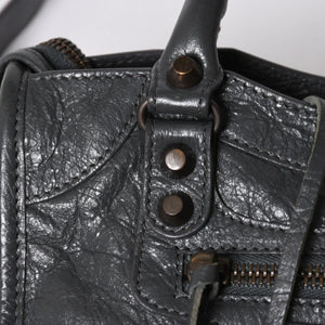 極美品 BALENCIAGA バレンシアガ クラシック ミニ シティ 2WAYバッグ 300295 レザー グレー アンティークゴールド金具 中古 4a007163