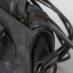 極美品 BALENCIAGA バレンシアガ クラシック ミニ シティ 2WAYバッグ 300295 レザー グレー アンティークゴールド金具 中古 4a007163