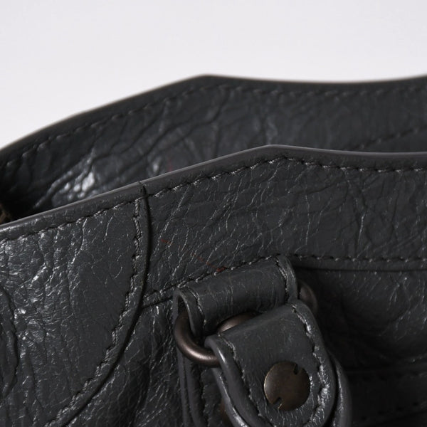極美品 BALENCIAGA バレンシアガ クラシック ミニ シティ 2WAYバッグ 300295 レザー グレー アンティークゴールド金具 中古 4a007163