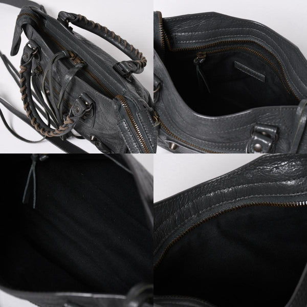 極美品 BALENCIAGA バレンシアガ クラシック ミニ シティ 2WAYバッグ 300295 レザー グレー アンティークゴールド金具 中古 4a007163