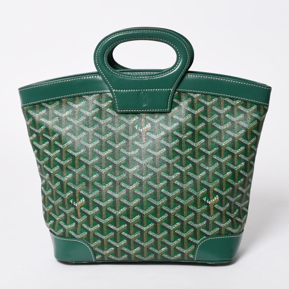 GOYARD ゴヤール BELUGA PM ベルーガPM ハンドバッグ コーティングキャンバス ヘリンボーン レザー グリーン シルバー金具 美品 中古 4a007166