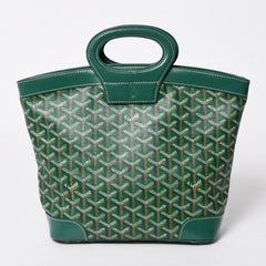 GOYARD ゴヤール BELUGA PM ベルーガPM ハンドバッグ コーティングキャンバス ヘリンボーン レザー グリーン シルバー金具 美品 中古 4a007166