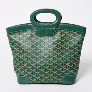 GOYARD ゴヤール BELUGA PM ベルーガPM ハンドバッグ コーティングキャンバス ヘリンボーン レザー グリーン シルバー金具 美品 中古 4a007166