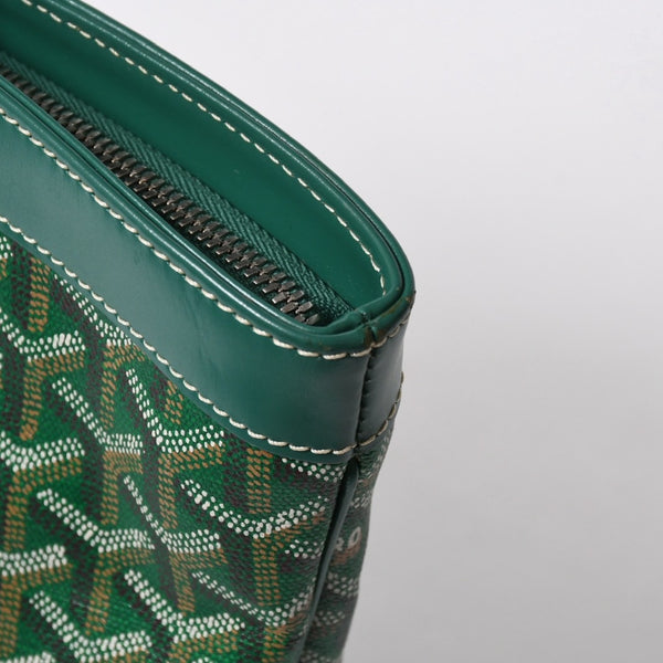 GOYARD ゴヤール BELUGA PM ベルーガPM ハンドバッグ コーティングキャンバス ヘリンボーン レザー グリーン シルバー金具 美品 中古 4a007166