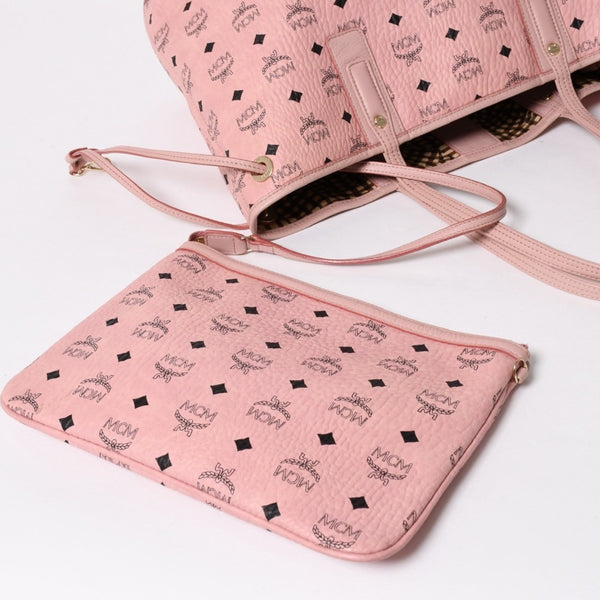 極美品 MCM エムシーエム ハンドバッグ トート ショッパーバッグ Liz ヴィセトス柄 ロゴプレート ポーチ付 ピンク 中古 4a006920