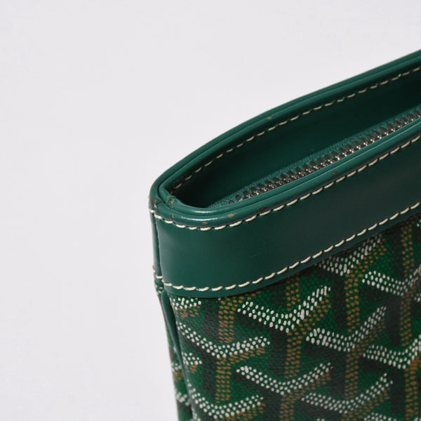 GOYARD ゴヤール BELUGA PM ベルーガPM ハンドバッグ コーティングキャンバス ヘリンボーン レザー グリーン シルバー金具 美品 中古 4a007166