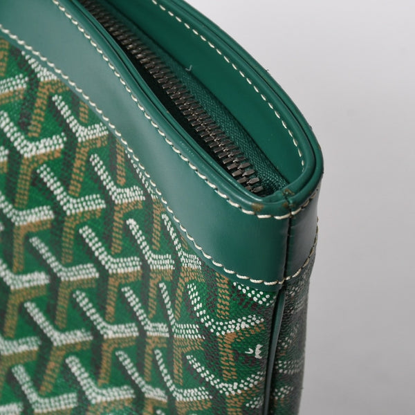 GOYARD ゴヤール BELUGA PM ベルーガPM ハンドバッグ コーティングキャンバス ヘリンボーン レザー グリーン シルバー金具 美品 中古 4a007166