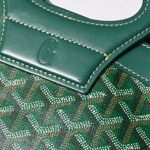GOYARD ゴヤール BELUGA PM ベルーガPM ハンドバッグ コーティングキャンバス ヘリンボーン レザー グリーン シルバー金具 美品 中古 4a007166