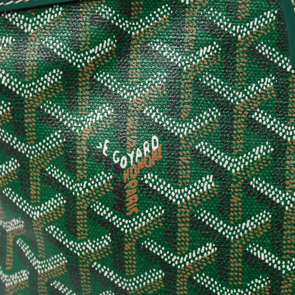 GOYARD ゴヤール BELUGA PM ベルーガPM ハンドバッグ コーティングキャンバス ヘリンボーン レザー グリーン シルバー金具 美品 中古 4a007166