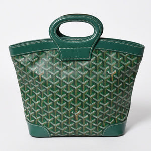 GOYARD ゴヤール BELUGA PM ベルーガPM ハンドバッグ コーティングキャンバス ヘリンボーン レザー グリーン シルバー金具 美品 中古 4a007166