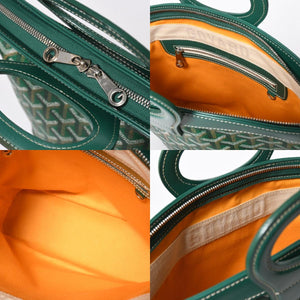 GOYARD ゴヤール BELUGA PM ベルーガPM ハンドバッグ コーティングキャンバス ヘリンボーン レザー グリーン シルバー金具 美品 中古 4a007166